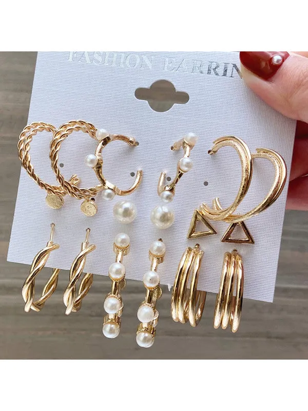 Combo of 15 Pair Cross Hoop and Stud Earrings