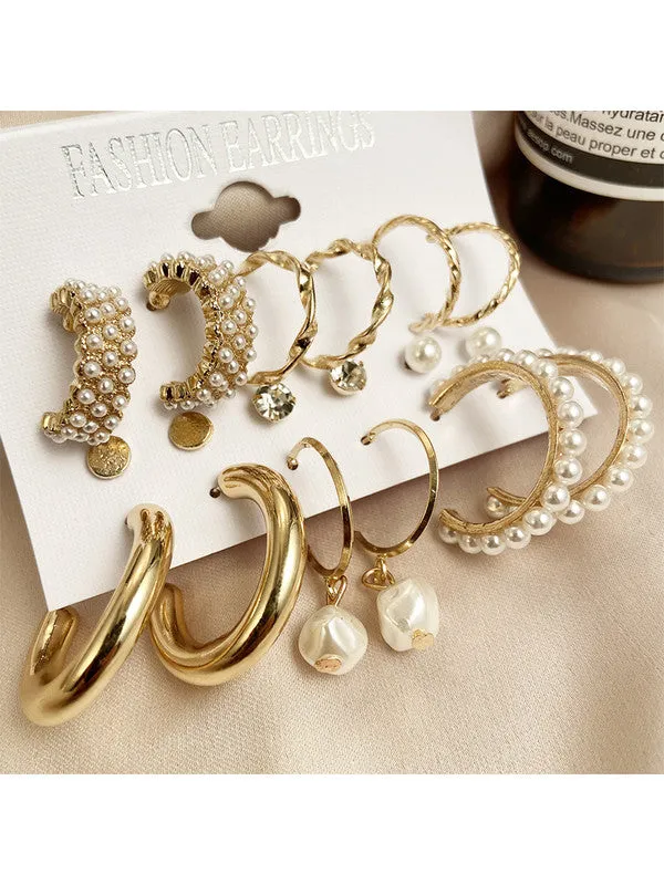 Combo of 15 Pair Cross Hoop and Stud Earrings