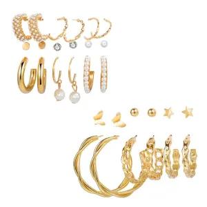 Combo of 15 Pair Cross Hoop and Stud Earrings