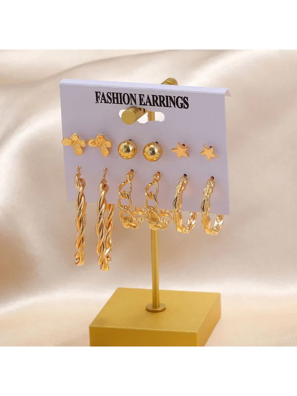 Combo of 15 Pair Cross Hoop and Stud Earrings