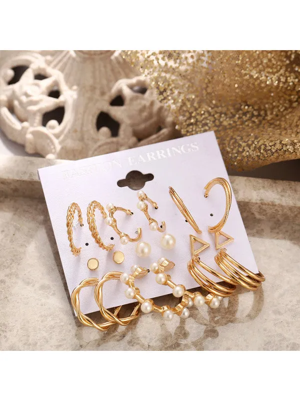 Combo of 15 Pair Studs and Hoop Earrings