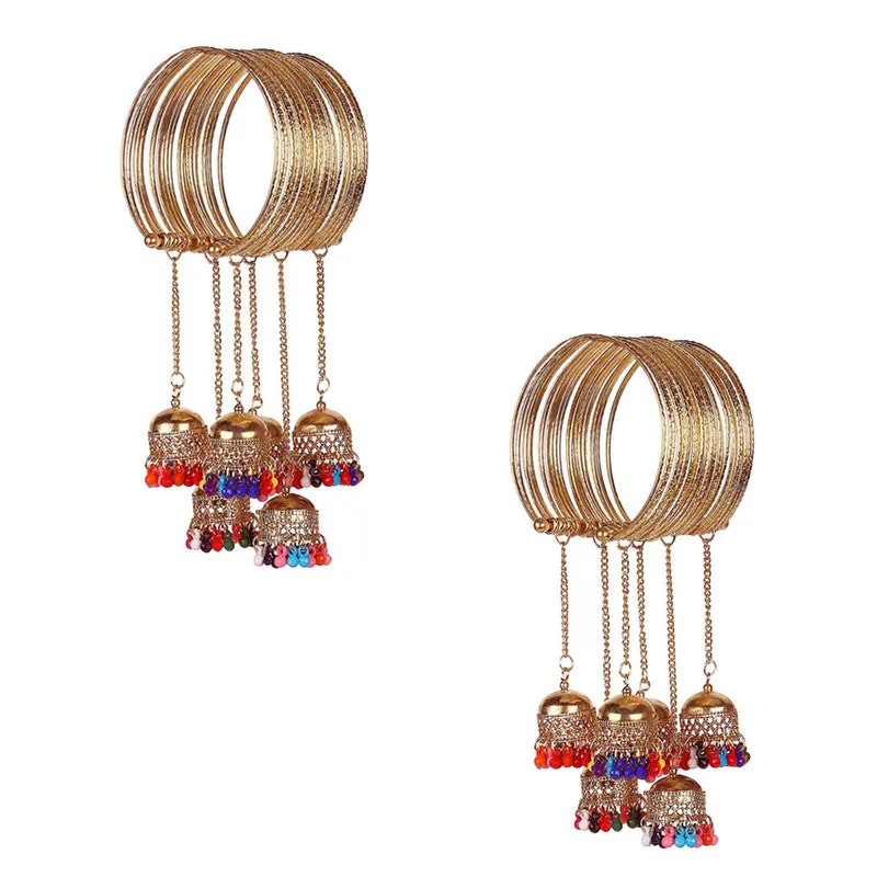 Combo of 2 Bangle Bracelet with Multicolor Beads Jhumki