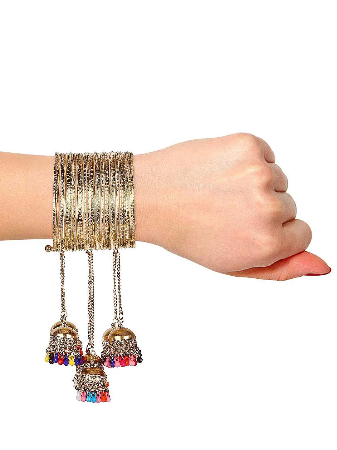 Combo of 2 Bangle Bracelet with Multicolor Beads Jhumki