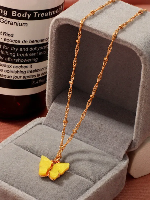Combo of 2 Gold Plated Yellow and Blue Mariposa Pendant
