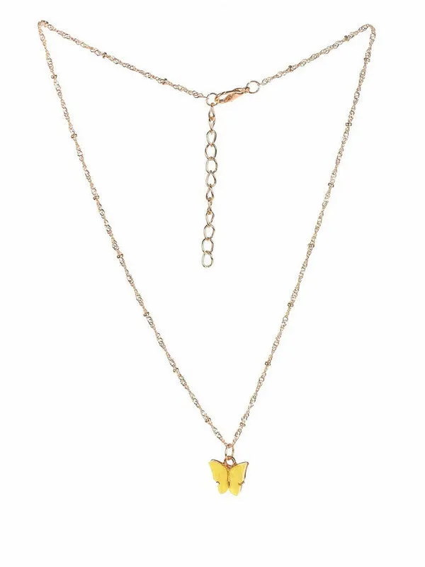 Combo of 2 Gold Plated Yellow and Blue Mariposa Pendant