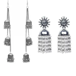 Combo of 2 Multicolor Ghungroo and Chain Linked Jhumki