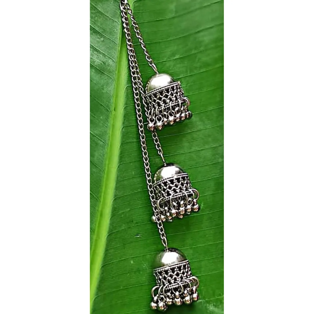 Combo of 2 Multicolor Ghungroo and Chain Linked Jhumki