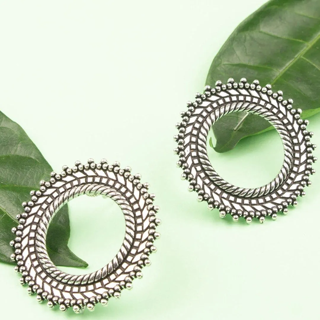 Combo of 2 Square Mirror and Round Earrings
