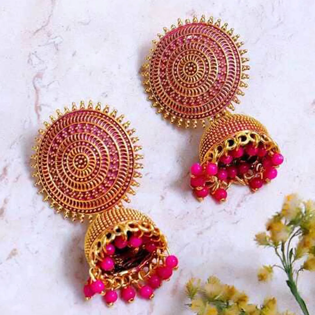 Combo of 2 White and Pink Pearls Dome Shape Jhumki