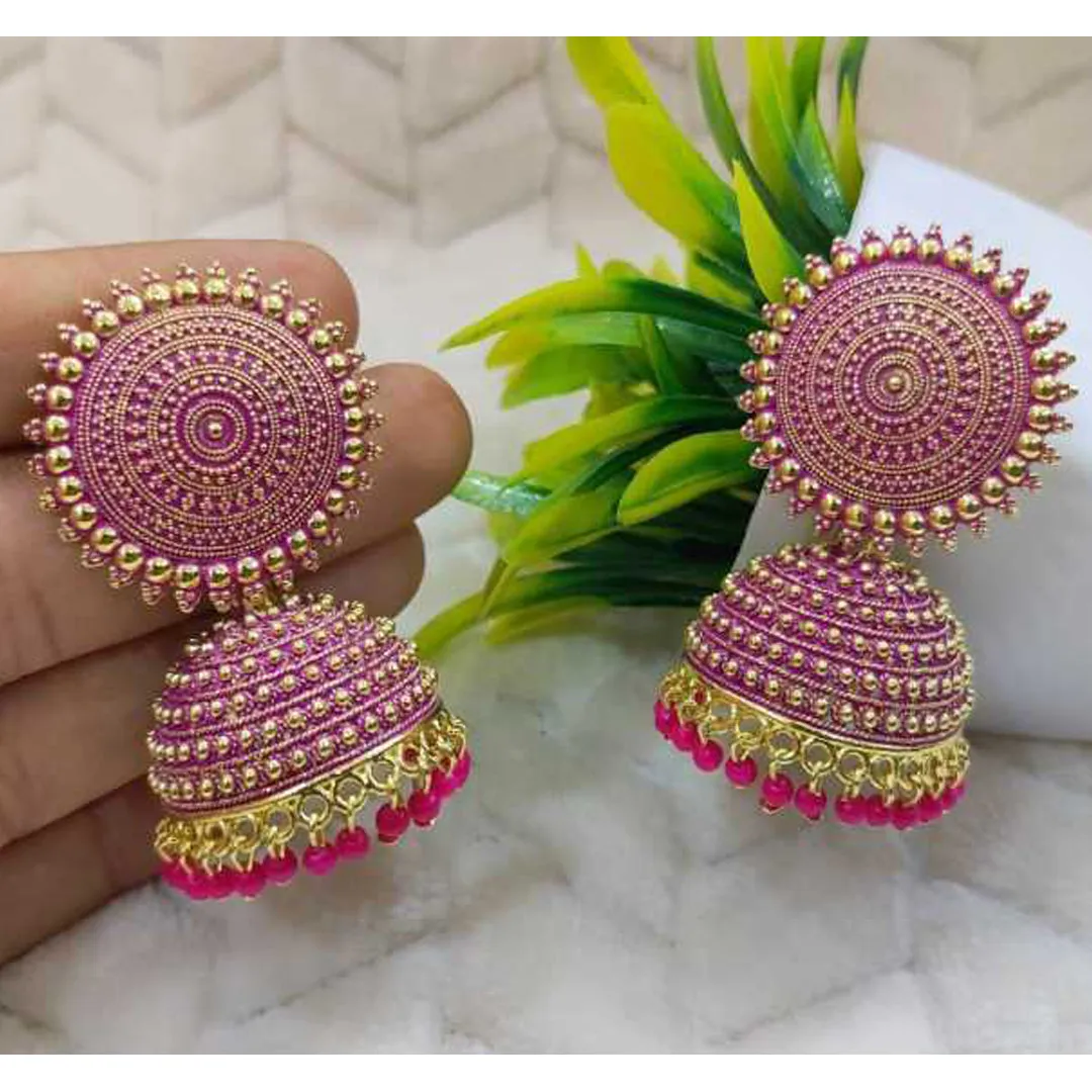 Combo of 2 White and Pink Pearls Dome Shape Jhumki