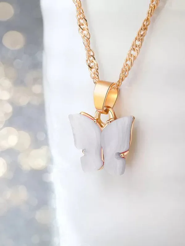 Combo of 2 White and Rosepink Mariposa Pendant
