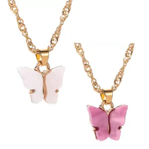 Combo of 2 White and Rosepink Mariposa Pendant