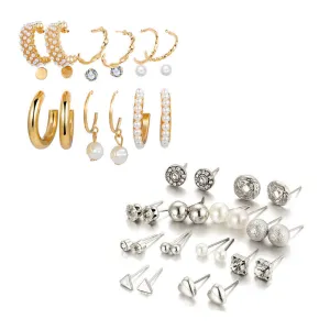 Combo of 21 Pair Studded Pearl Stud Earrings