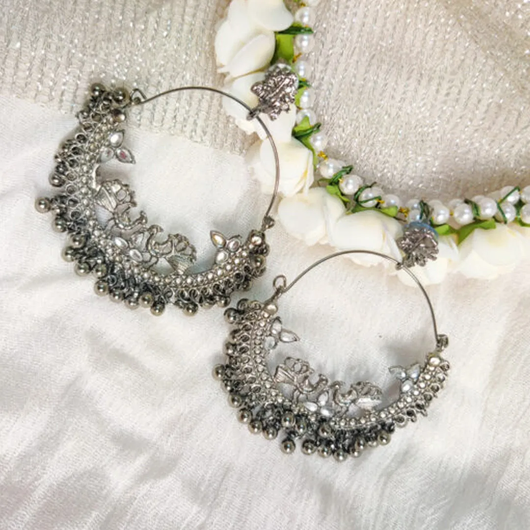 Combo of Silver Flower Jewelry Set and Jhumki