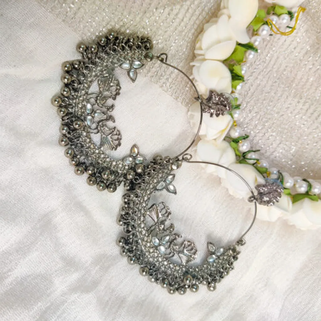 Combo of Silver Flower Jewelry Set and Jhumki