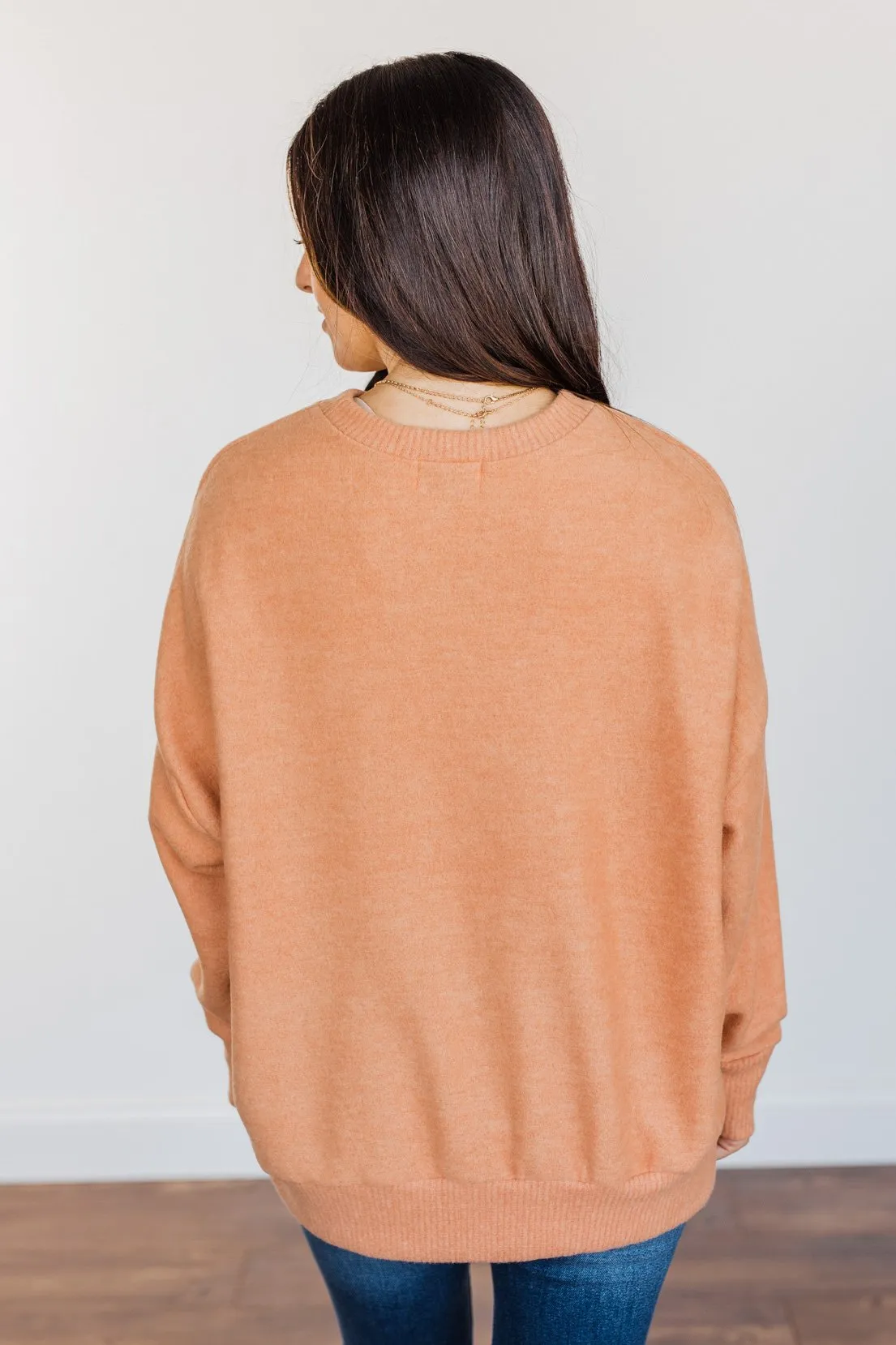Comfy & Cozy Pullover Top- Papaya