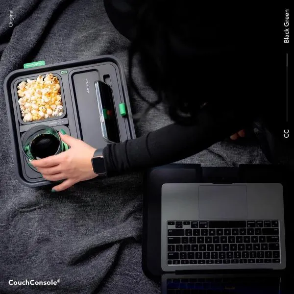 CouchConsole - Cup Holder with Phone Stand Tray (Dark Orange)