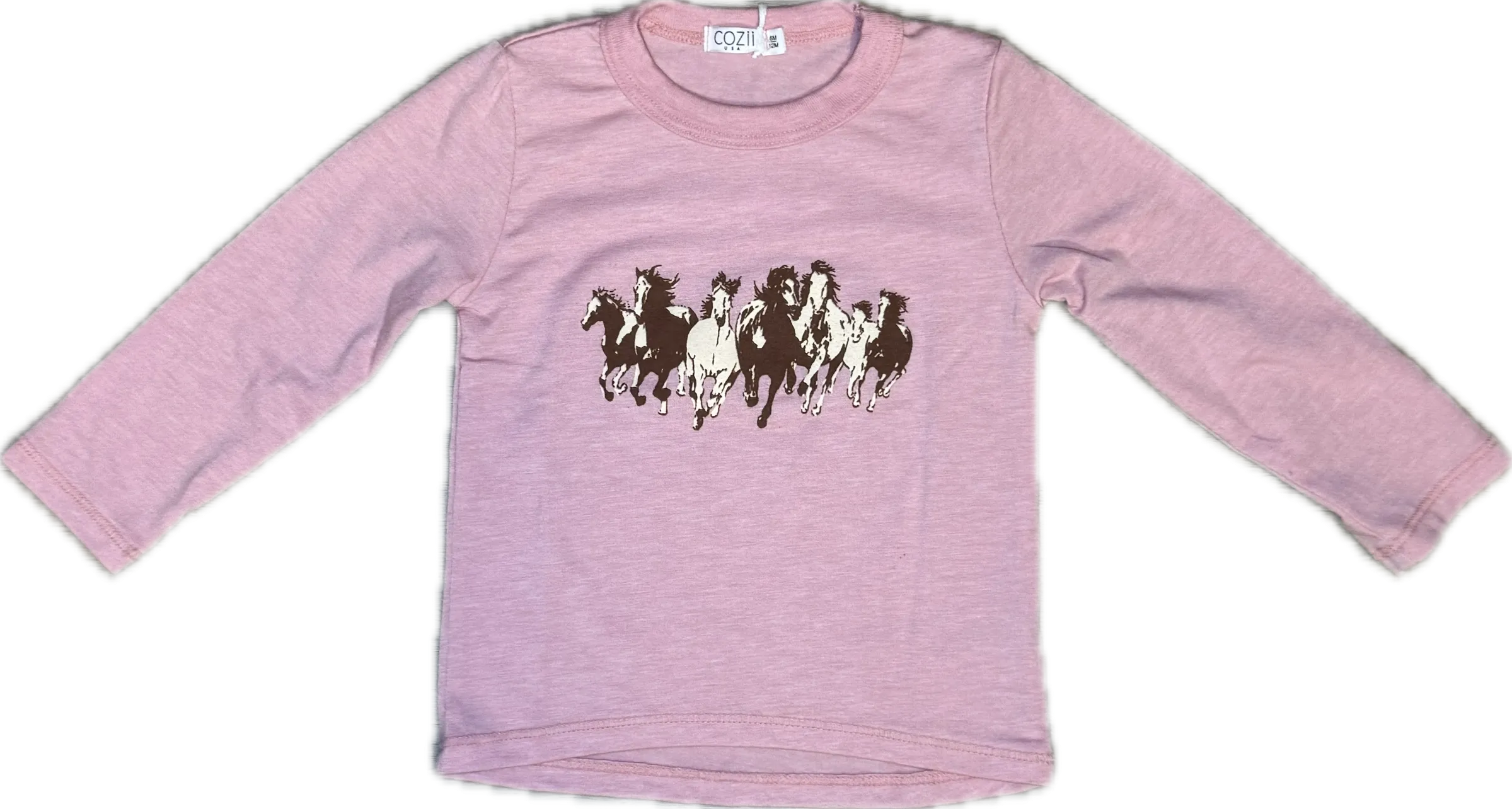 Cozii- L/S CREW TEE  RUNNING MUSTANGS (pink)