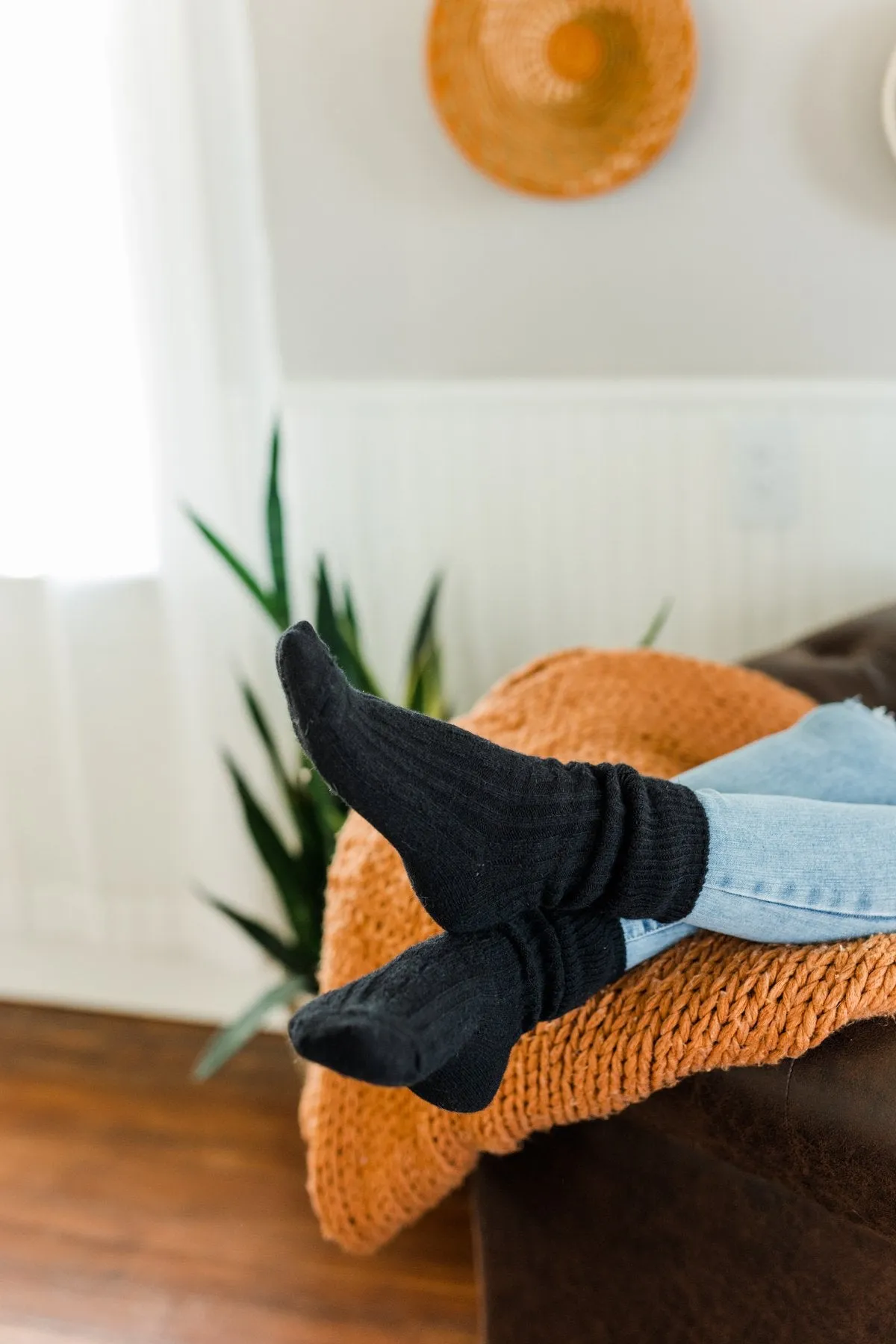 Cozy Knit Boot Socks- Black