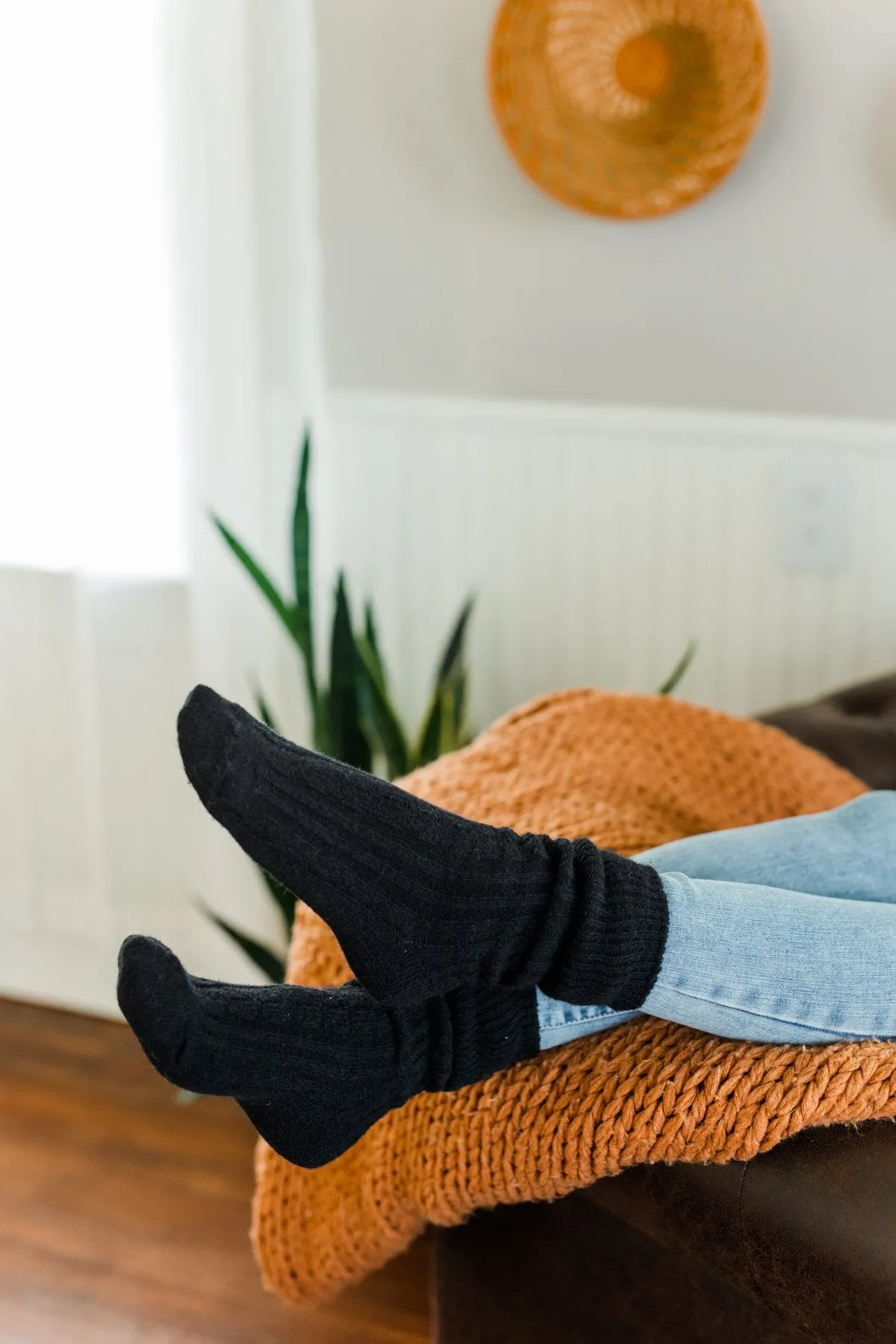 Cozy Knit Boot Socks- Black