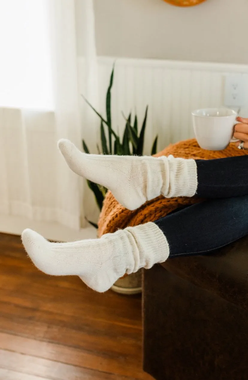 Cozy Knit Boot Socks- Ivory