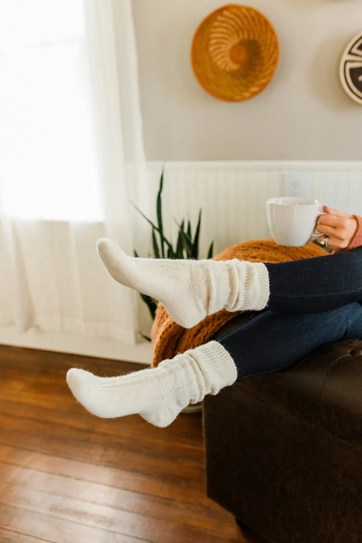 Cozy Knit Boot Socks- Ivory