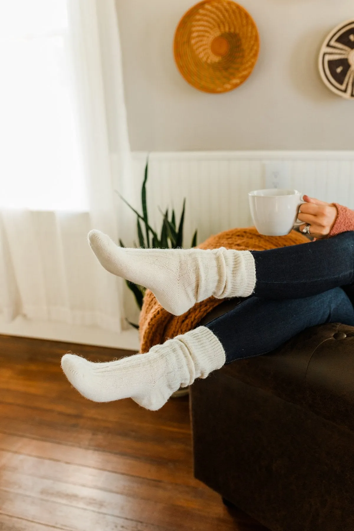 Cozy Knit Boot Socks- Ivory