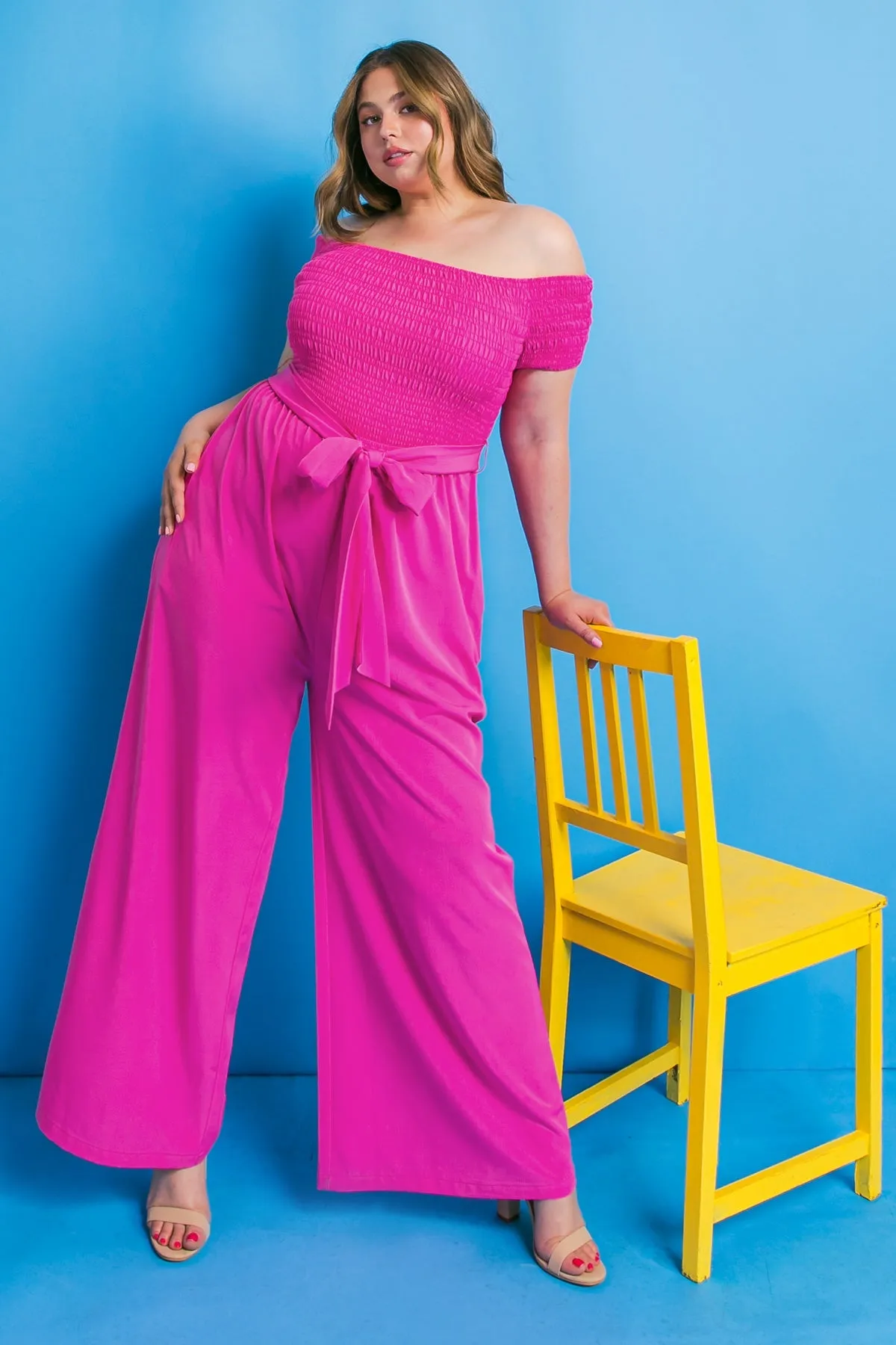 Curvy Solid Woven Jumpsuit
