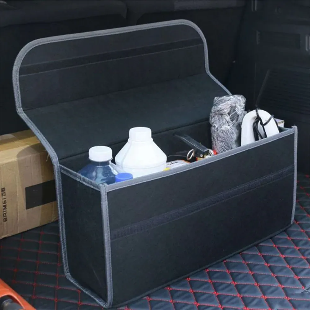Custom Logo Soft Felt Car Bag Organizer, Folding Car Storage Box Non Slip Fireproof Car Trunk Organizer
