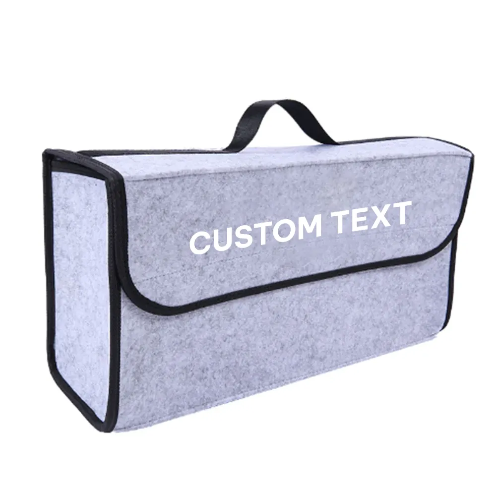 Custom Text For Soft Felt Car Bag Organizer, Compatible with All Cars, Folding Car Storage Box Non Slip Fireproof Car Trunk Organizer DR12990