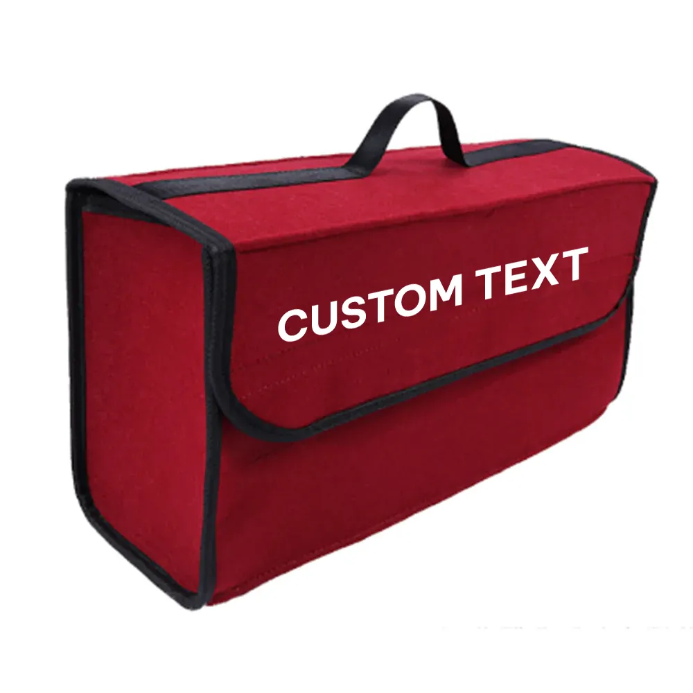 Custom Text For Soft Felt Car Bag Organizer, Compatible with All Cars, Folding Car Storage Box Non Slip Fireproof Car Trunk Organizer DR12990