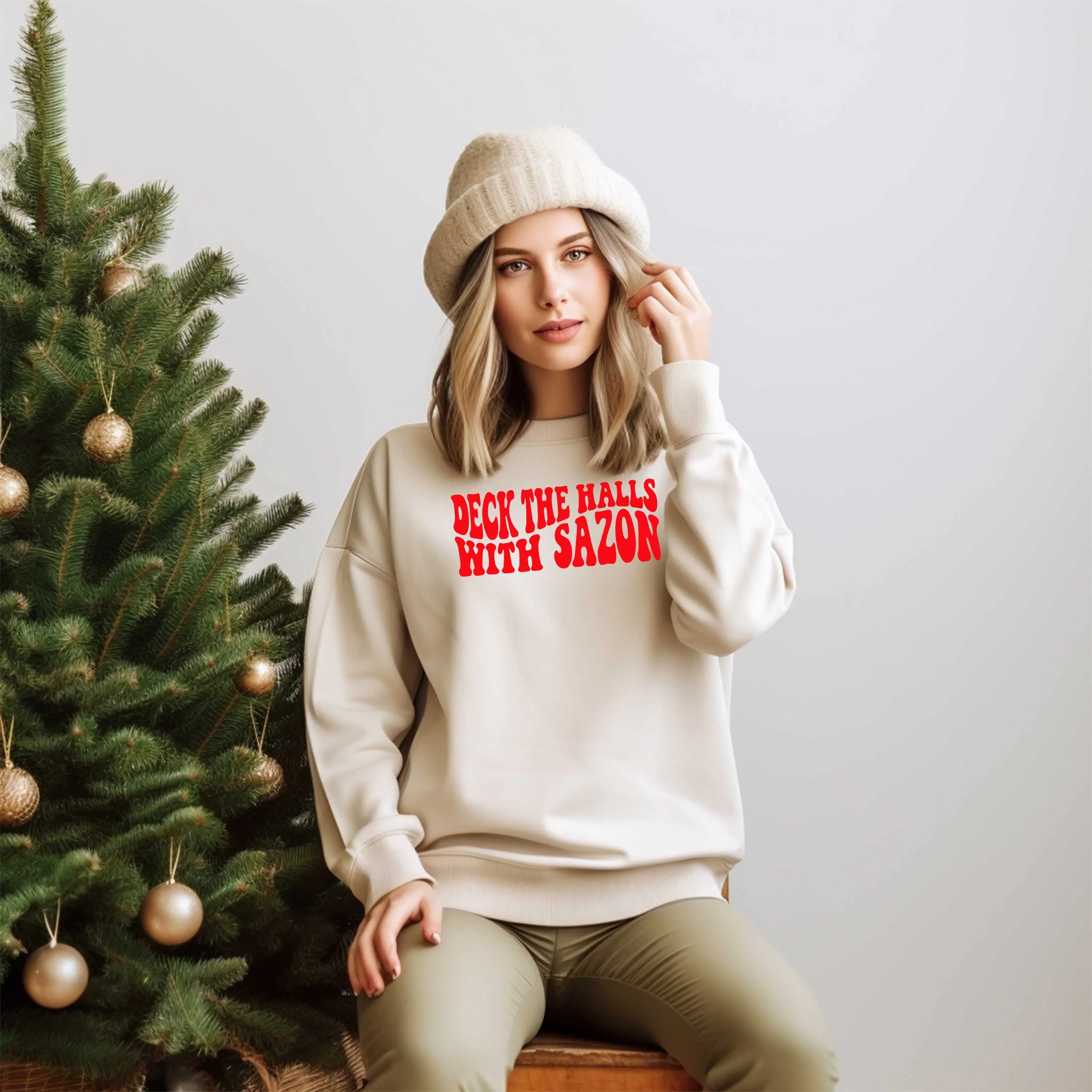 Deck the Halls with Sazón Sweatshirt | Festive Holiday Sweater with Latin Flavor