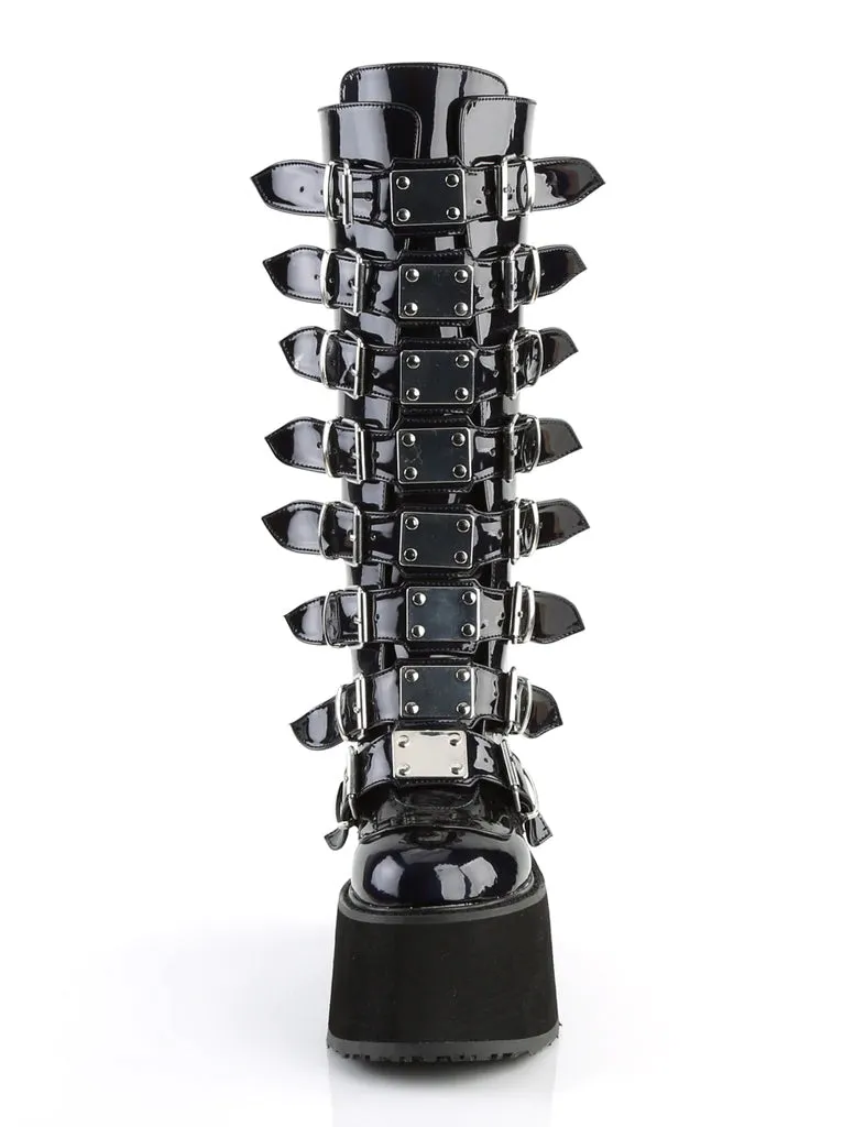DEMONIA DAMNED-318 - BLACK HOLOGRAM VEGAN LEATHER ✰ PRE ORDER ✰