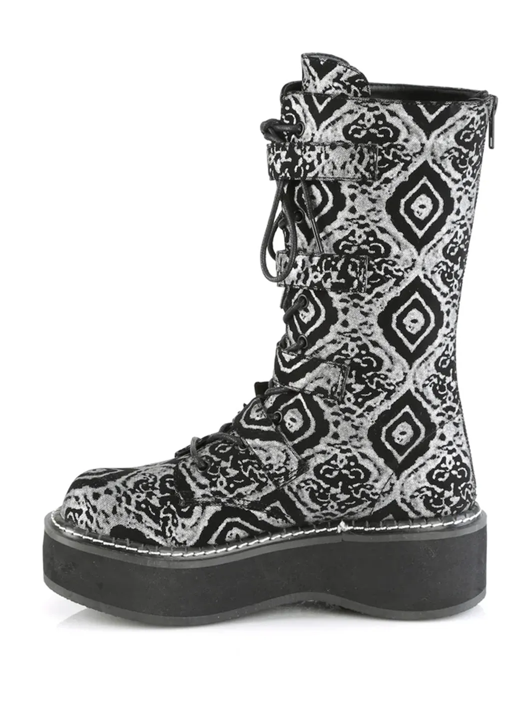 DEMONIA EMILY-322 - BLACK SILVER FAUX NUBUCK LEATHER ✰ PRE ORDER ✰