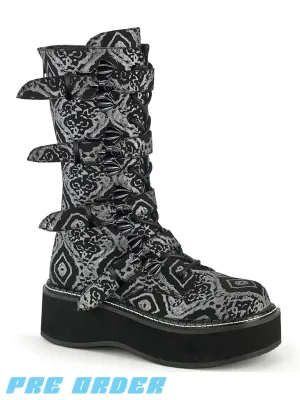 DEMONIA EMILY-322 - BLACK SILVER FAUX NUBUCK LEATHER ✰ PRE ORDER ✰