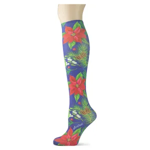 Denim Poinsettia Adult Knee Highs