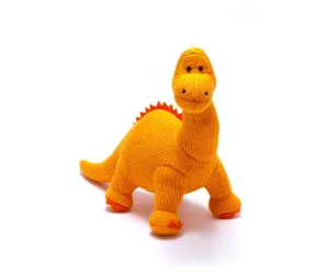 Diplodocus Knitted Orange Dinosaur Rattle