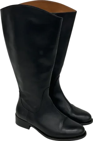 Duo Black Verity Knee High Leather Boots UK 7 EU 40 👠