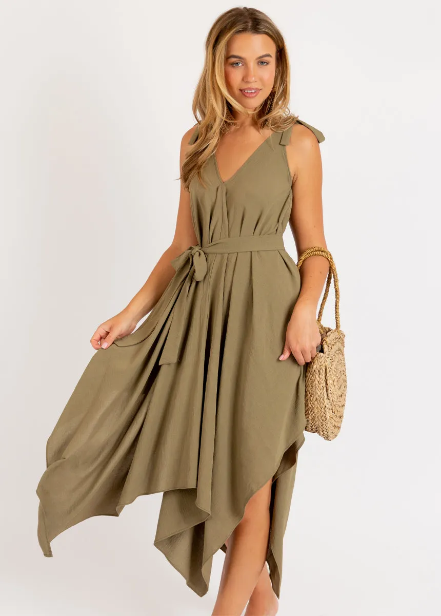 Ellio Dress in Olive Ash