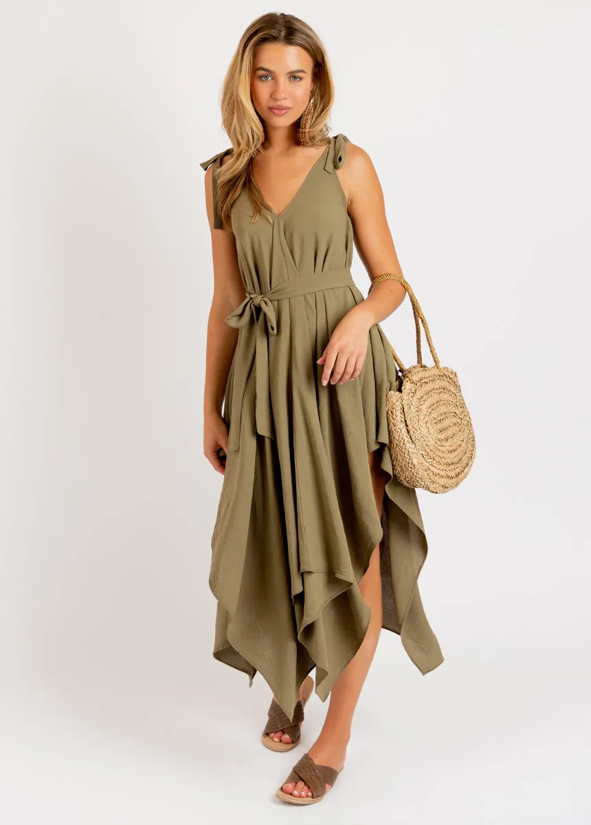 Ellio Dress in Olive Ash