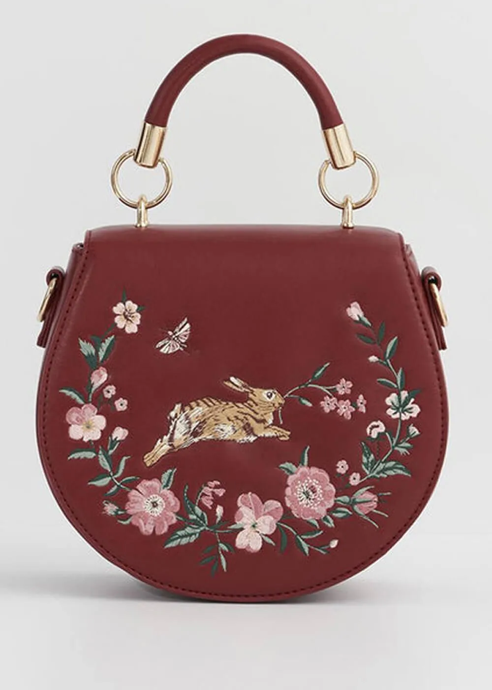 Fable England Running Bunny Saddle Bag Burgundy