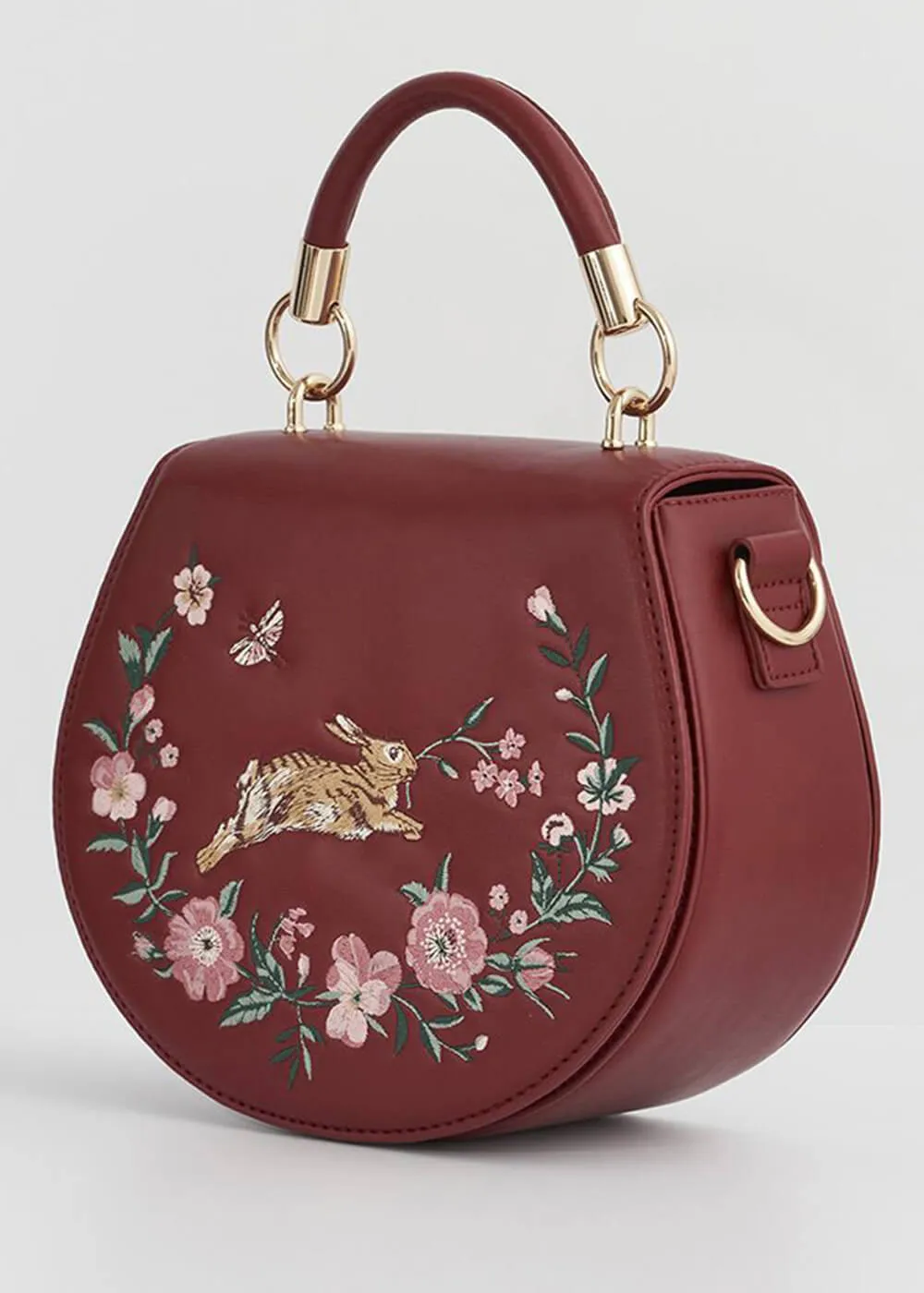 Fable England Running Bunny Saddle Bag Burgundy