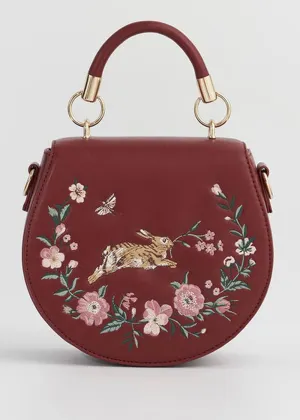 Fable England Running Bunny Saddle Bag Burgundy
