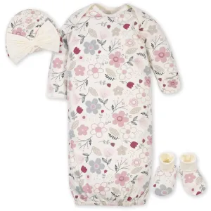 Gerber® Organic 3-Piece Baby Girls Flowers & Leaves Gown Starter Set