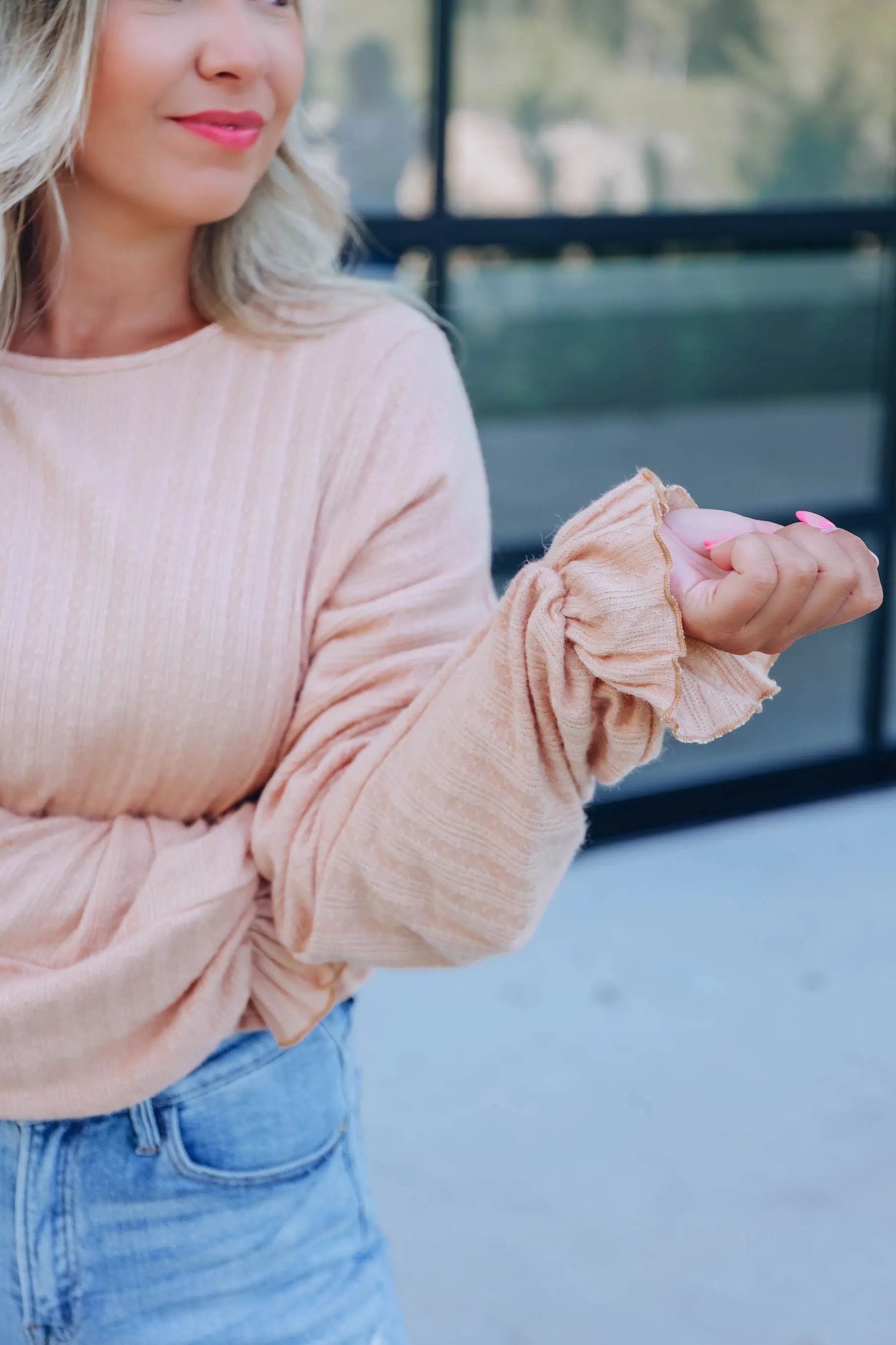 Giselle Knit Smocked Top - Taupe
