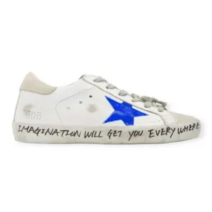 Golden Goose Shoes, White Superstar Sneakers with Blue (size 38)