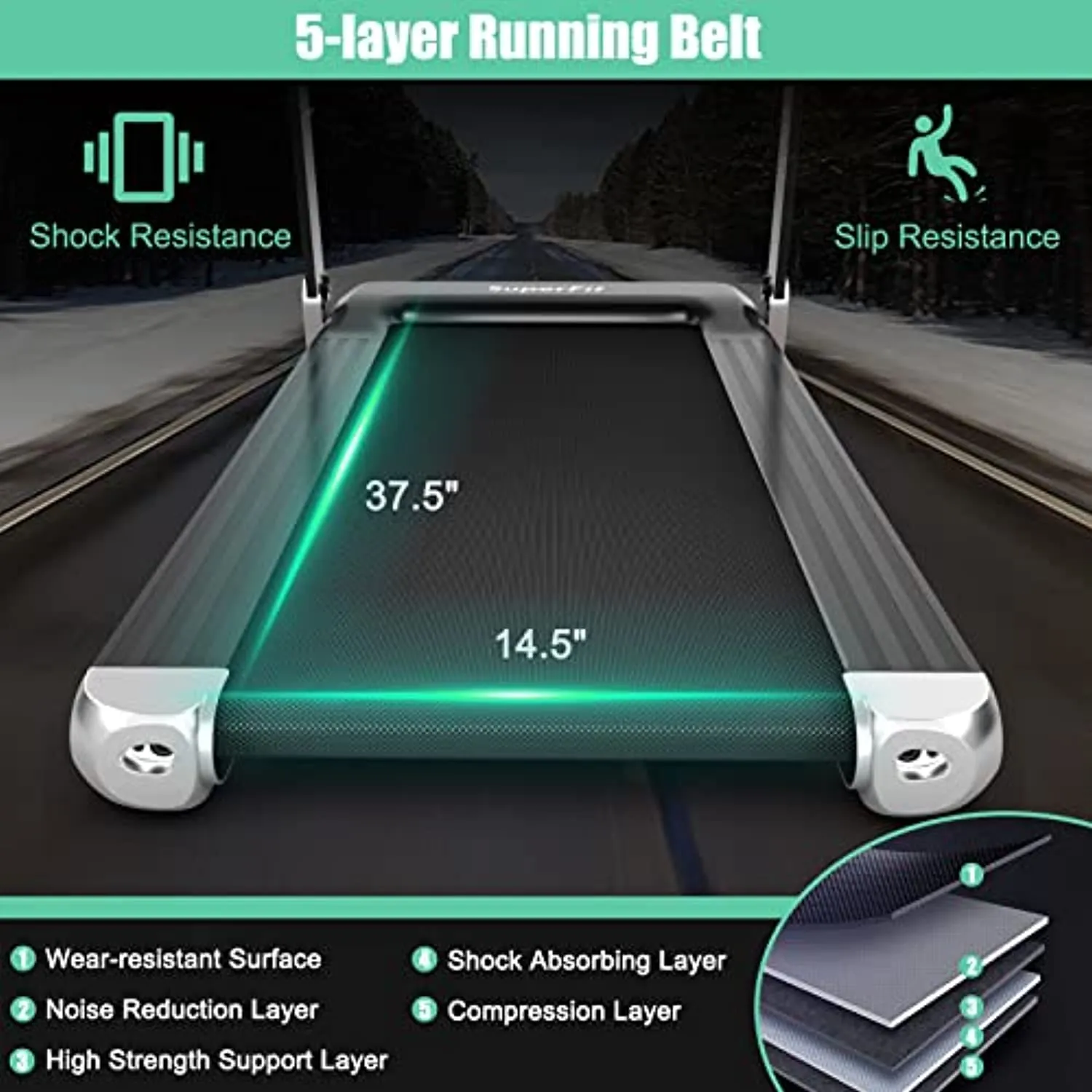 Goplus Folding Treadmill, Compact Superfit Treadmill with APP Control, Blue Tooth Speaker, 12 Preset Programs, LED Display and Device Holder, Walking Running Machine for Home Office