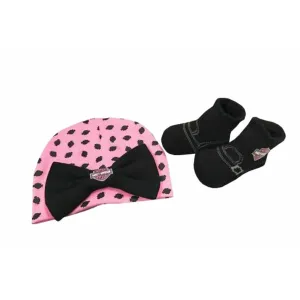 Harley-Davidson® Newborn Girls' Beanie & Booties Set