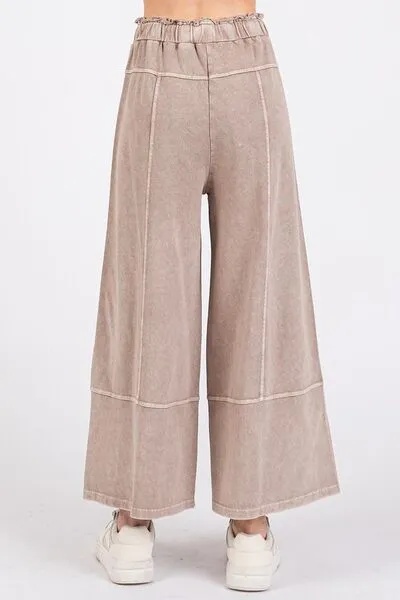 Hazel Blues® |  Mittoshop Mineral Wash Seam French Terry Wide Leg Pants