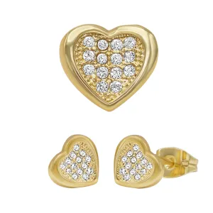 Heart 1 Cubic Zirconia Earrings 14K Gold Filled Hip Hop Studs Jewelry Women